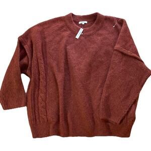 Madewell Plus Wool Blend Sweater Sz 4X New Red Rust Cable knit Alpaca stretch
